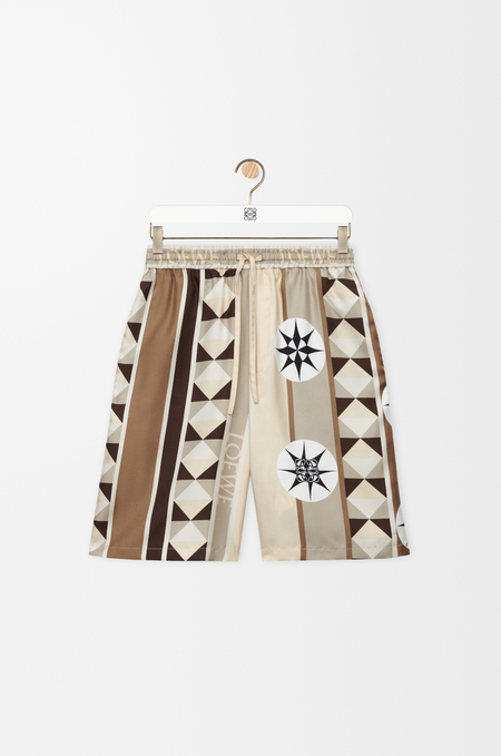 LOEWE Shorts in silk Beige/Multicolor
